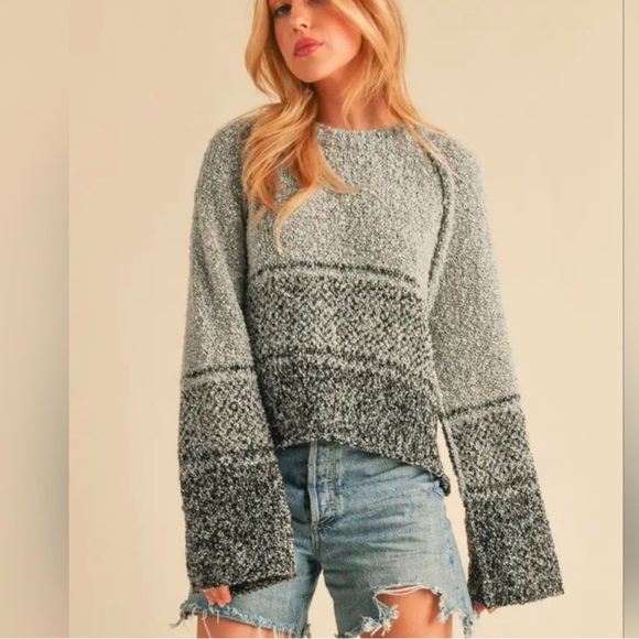 AIMEE+Co black and grey ombré sweater. QUALITY QUALITY!!! LIKE NEW! L - Picture 1 of 10